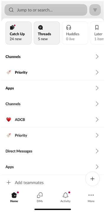 Slack's customisable navigation